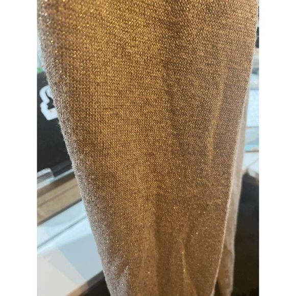 NWOT Zara Crossover Taupe Gold Shimmer Midi Dress - Picture 5 of 11